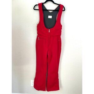 Vintage Bogner Womens 10 Red Ski Bib Overalls Nylon Wool Blend Zip Pockets